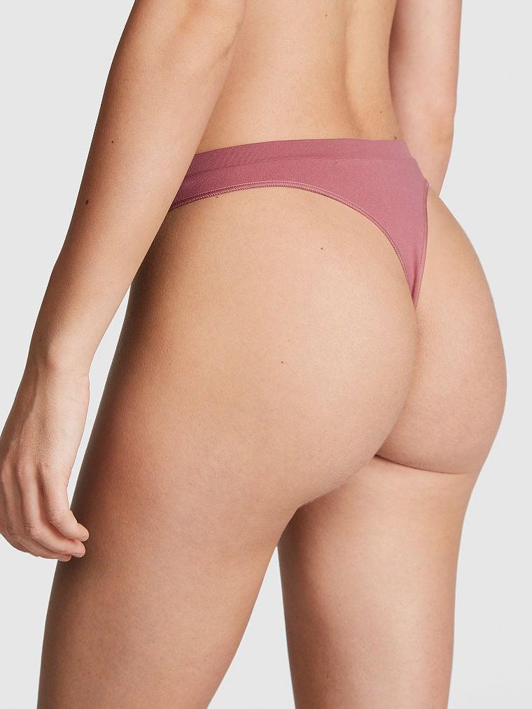 Pink Seamless Yüksek Bel Tanga Kulot arka görünümü