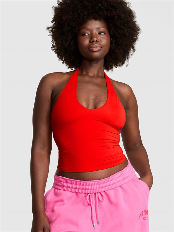 Pink Base Esnek Halter Askili Atlet