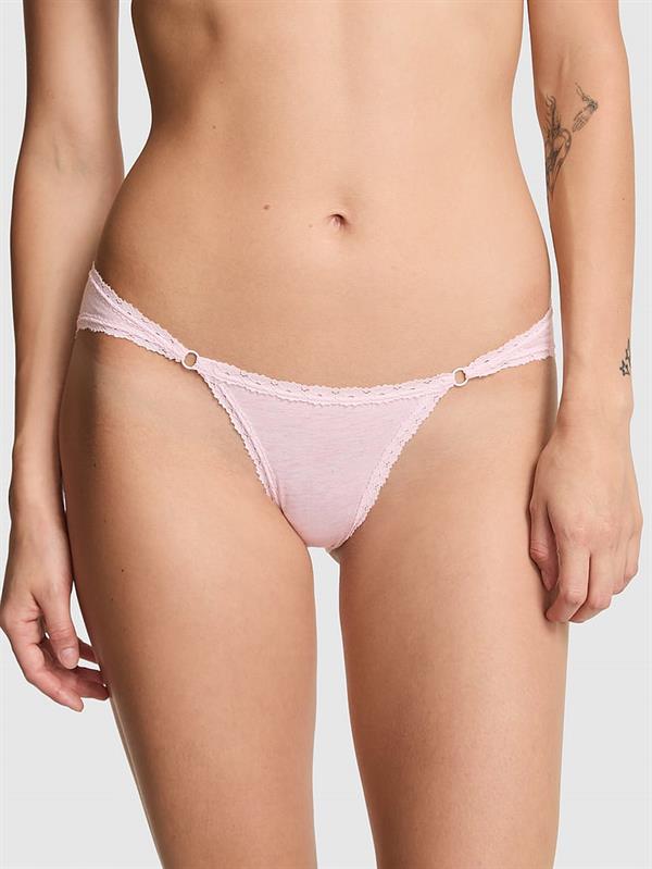 Pink Dantel Detayli Pamuklu Cheeky Kulot