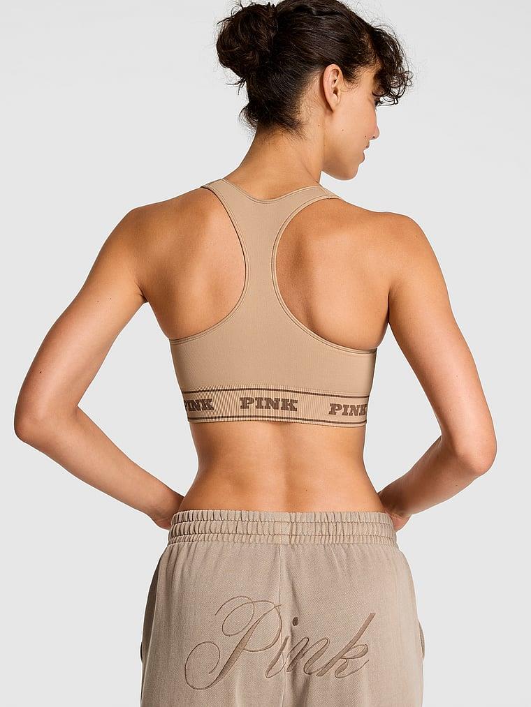 Pink Seamless Cift Yonlu Sporcu Sütyeni arka görünümü