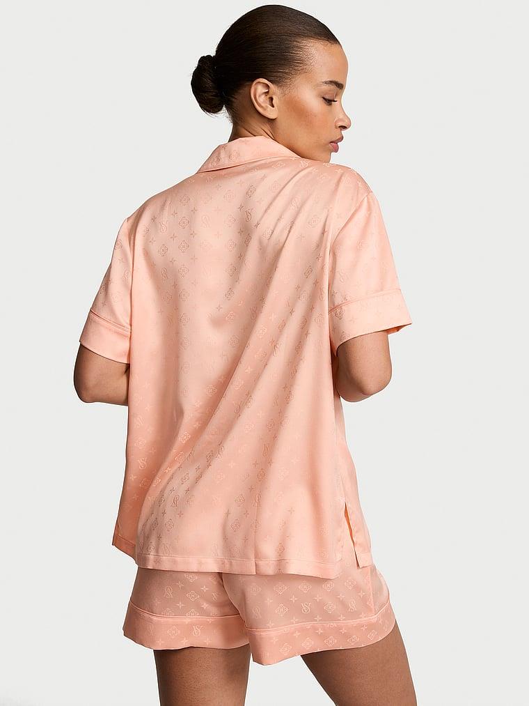 Glazed Saten Sortlu Pijama Takimi arka görünümü