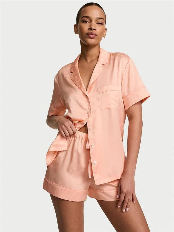 Glazed Saten Sortlu Pijama Takimi
