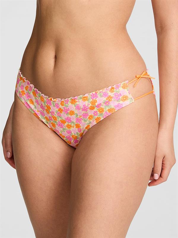 Pink Pamuklu Yandan Baglamali Bikini Kulotu