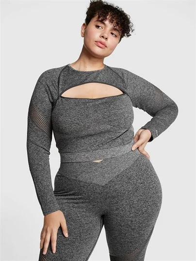 Pink Chloe X Halle Seamless Uzun Kollu Crop ön görünüm