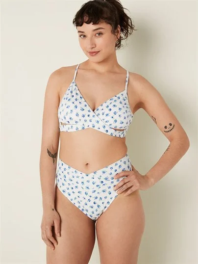 Victorias S Secret Pink V Capraz Gecisli Yüksek Bel Cheeky Bikini Alti