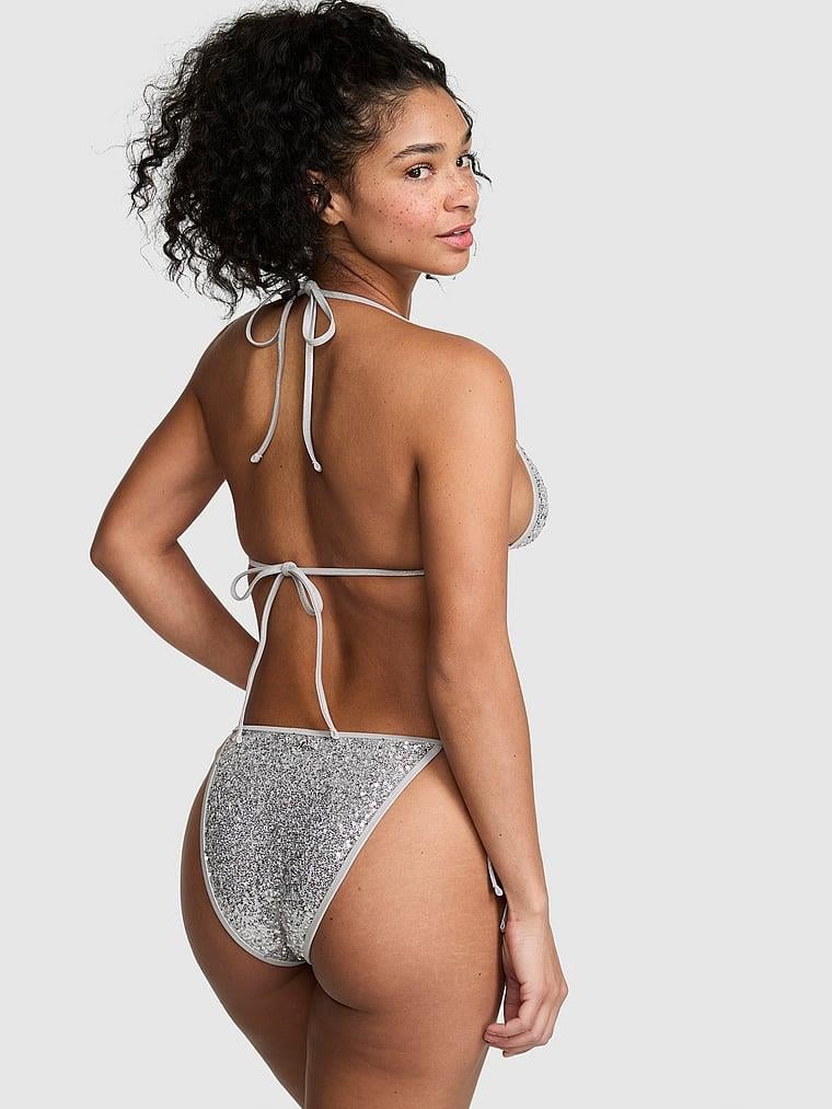 Pink Işıltılı Ucgen Bikini Ustu arka görünüm