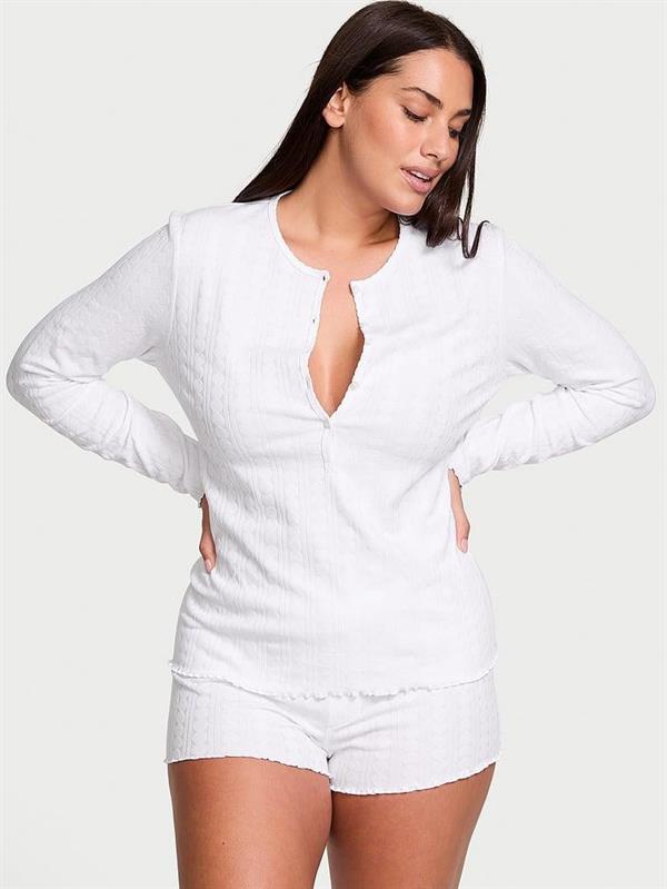 Kalpli Pointelle Kısa Pijama Takimi