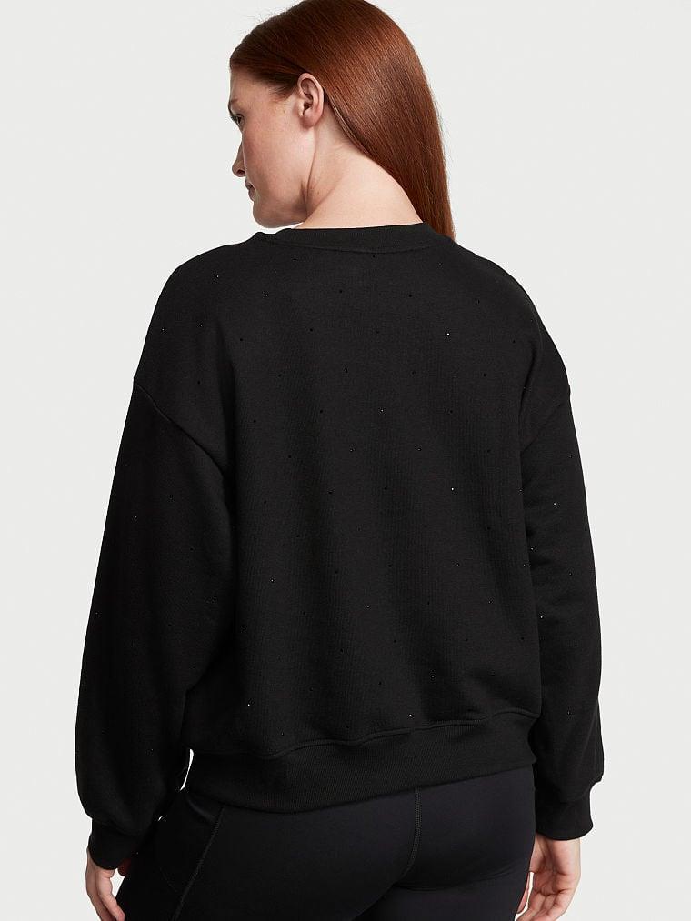 Pamuklu Bisiklet Yaka Oversize Polar Sweatshirt arka görünümü