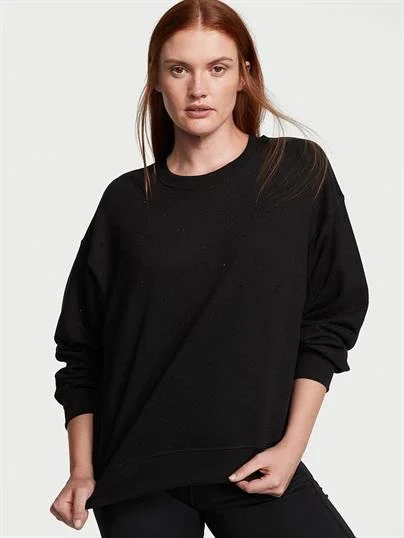 Pamuklu Bisiklet Yaka Oversize Polar Sweatshirt ön görünüm