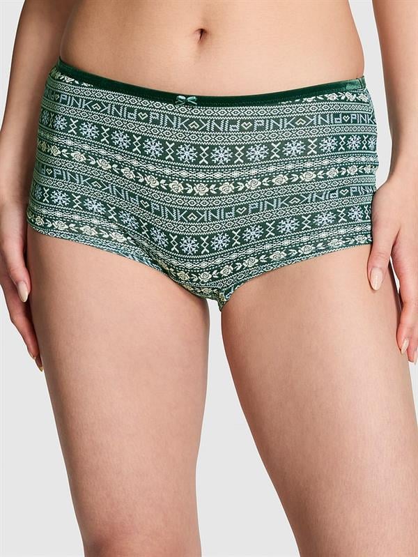 Pink Kadife Kenarli Pamuklu Boyshort Kulot