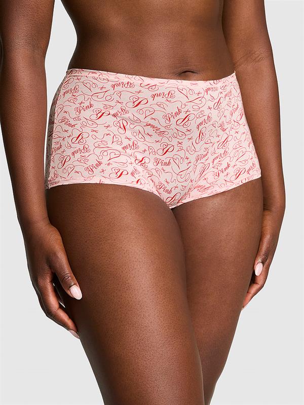Pink Logolu Pamuklu Boyshort Kulot