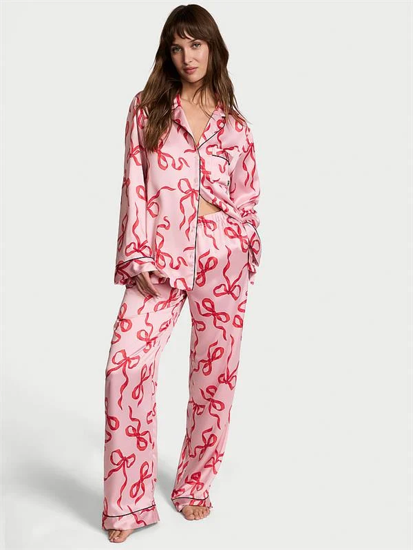 Victorias Secret Fashion Show 24 Parlak Saten Uzun Pijama Takimi