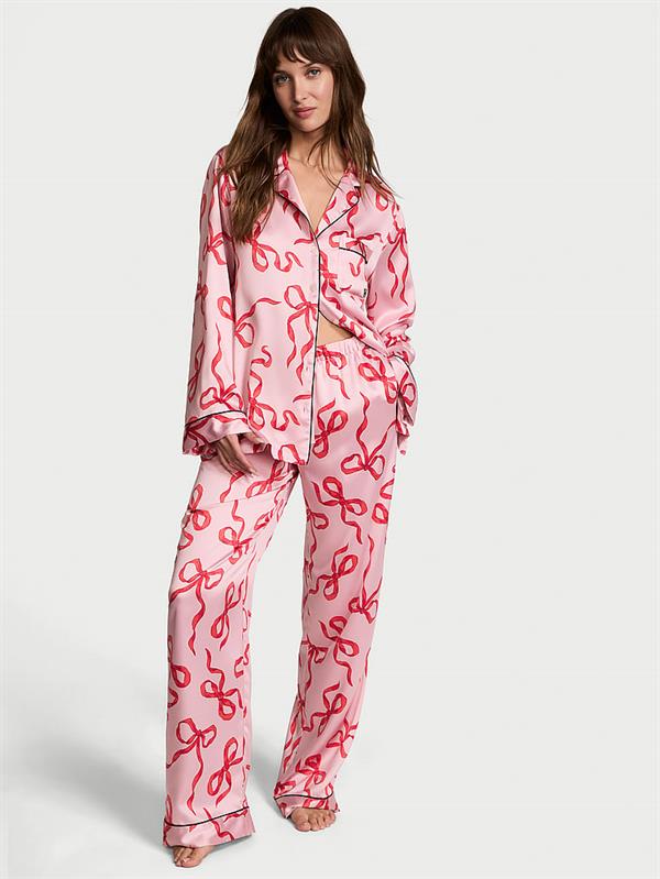 Victorias Secret Fashion Show 24 Parlak Saten Uzun Pijama Takimi