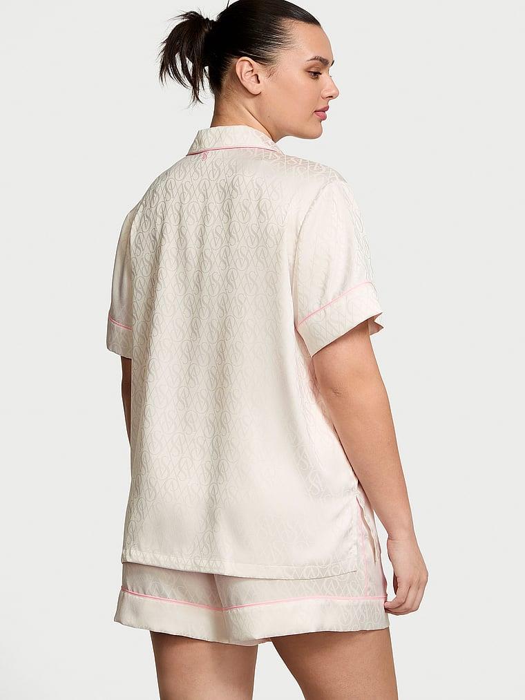 Glazed Saten Sortlu Pijama Takimi arka görünümü