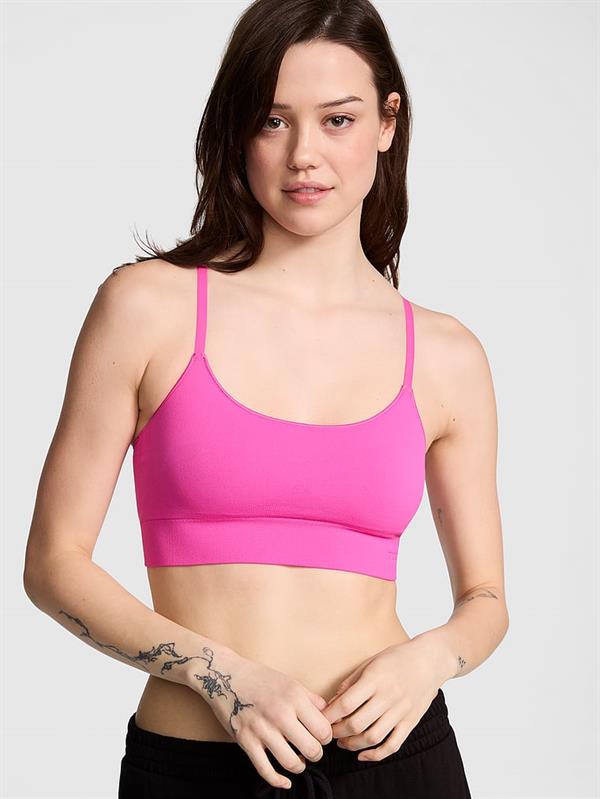 Pink Seamless Scoop Sporcu Sütyeni ön görünüm