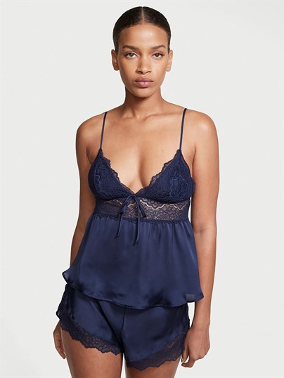 Victorias Secret Esnek Dantelli Ve Saten Atlet Seti
