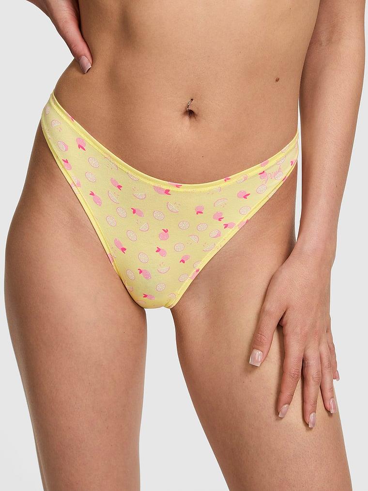 Pink Pamuklu Derin Bacak Kesim Tanga arka görünüm
