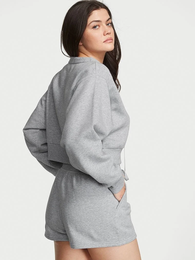 Bisiklet Yaka Baglama Detayli Pamuklu Sweatshirt arka görünüm