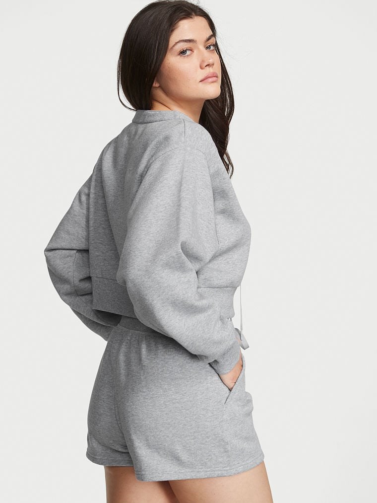Bisiklet Yaka Baglama Detayli Pamuklu Sweatshirt arka görünümü