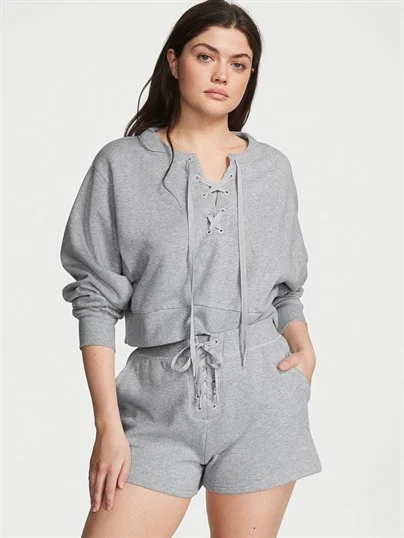 Bisiklet Yaka Baglama Detayli Pamuklu Sweatshirt