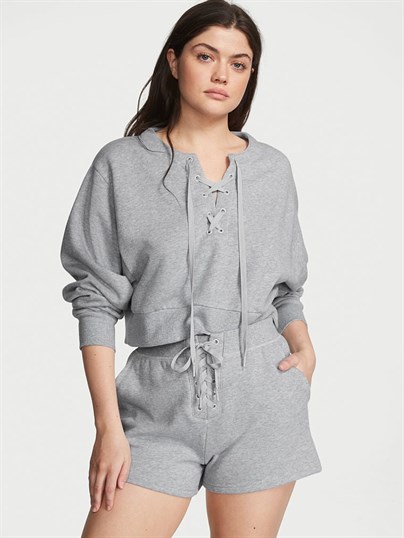 Bisiklet Yaka Baglama Detayli Pamuklu Sweatshirt
