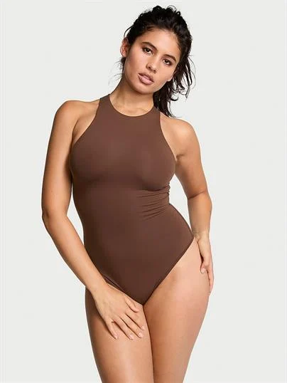 Pink Base Dik Yaka Esnek Bodysuit ön görünüm
