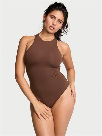 Pink Base Dik Yaka Esnek Bodysuit