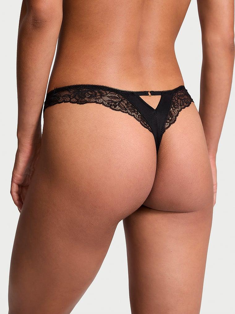 Gul Dantelli Derin Bacak Kesim Tanga arka görünümü