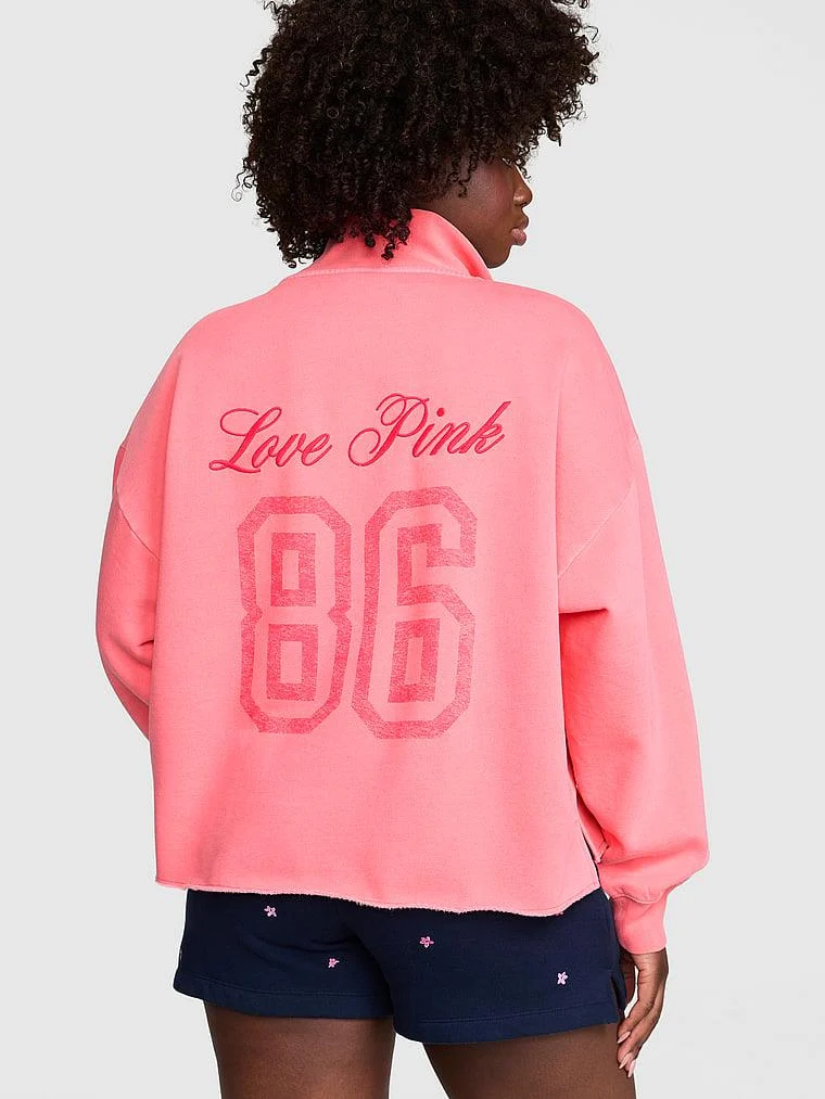 Pink Kampus Fermuarli Balikci Yaka Sweatshirt arka görünüm