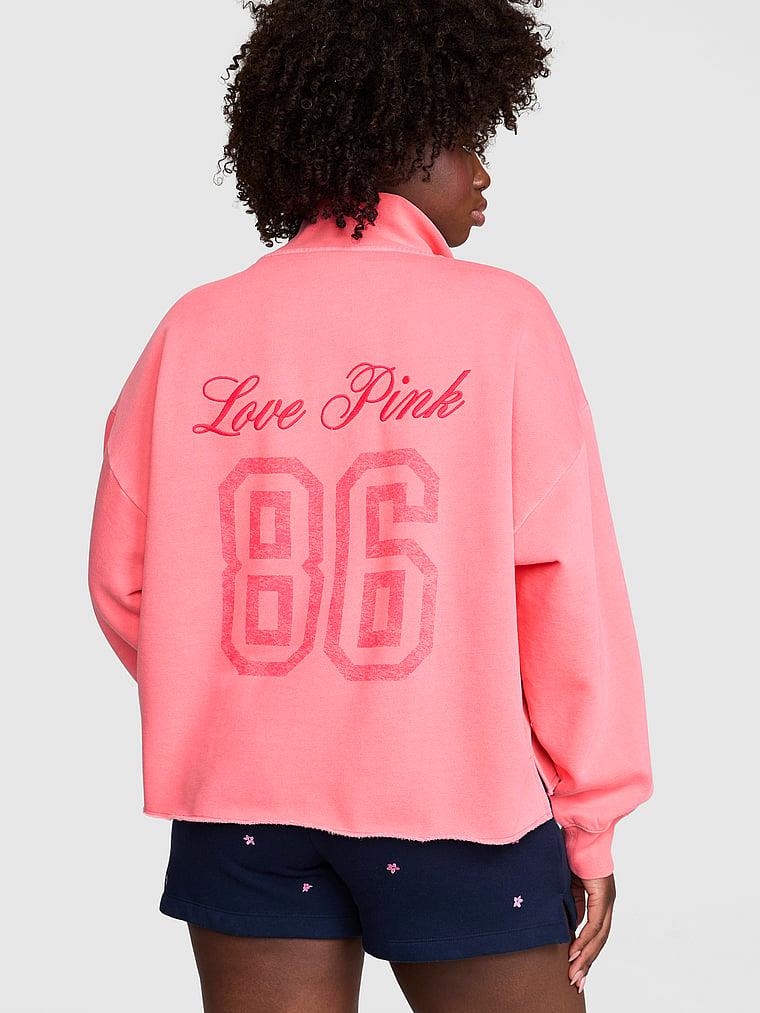 Pink Kampus Fermuarli Balikci Yaka Sweatshirt arka görünümü