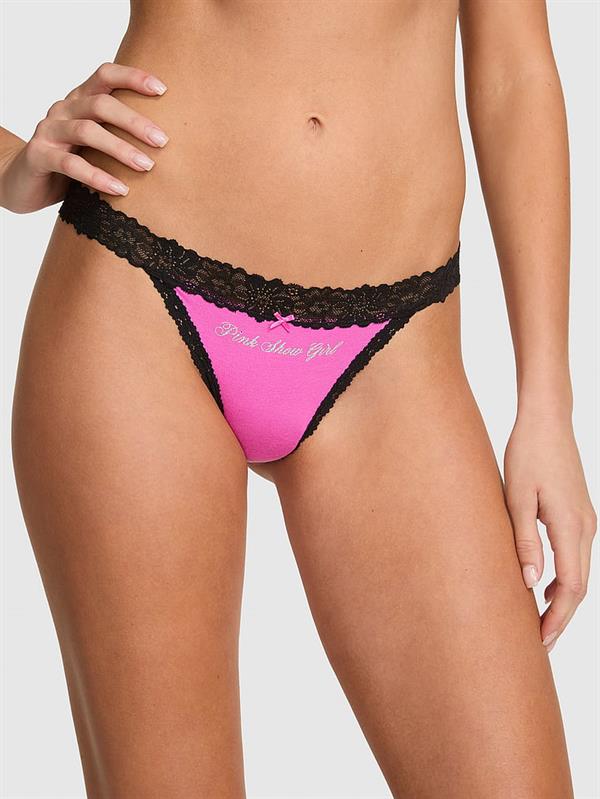 Pink Dantelli Pamuklu Bikini Kulot ön görünüm