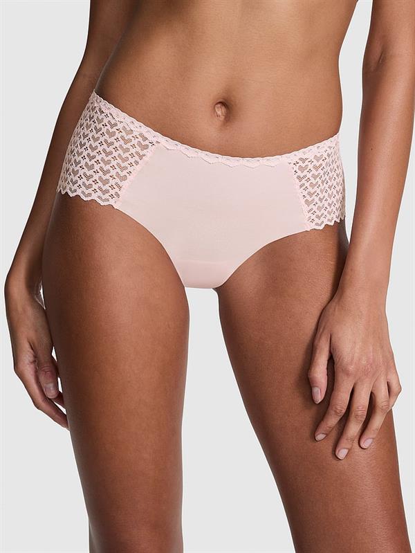 Pink Lazer Kesim Kalp Dantelli Cheeky Kulot ön görünüm