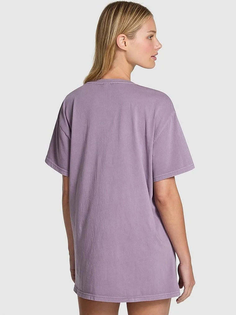 Pink Oversize Kısa Kollu Kampus Tisort arka görünüm