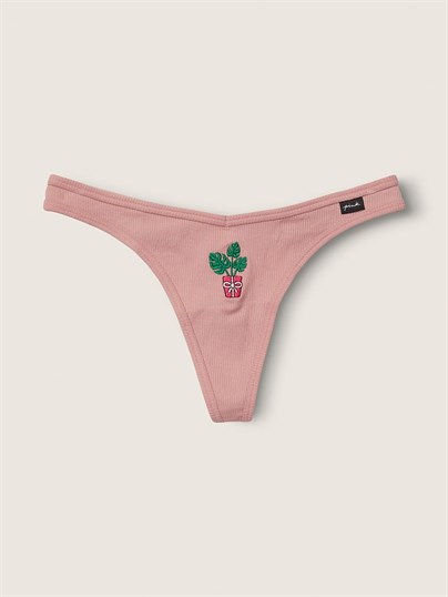 Pink Pamuk Tanga Kulot ön görünüm
