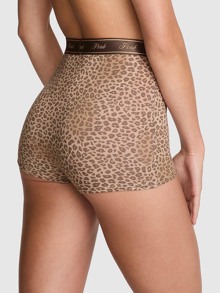 Pink Logolu Pamuklu Yüksek Bel Boyshort Kulot arka görünüm