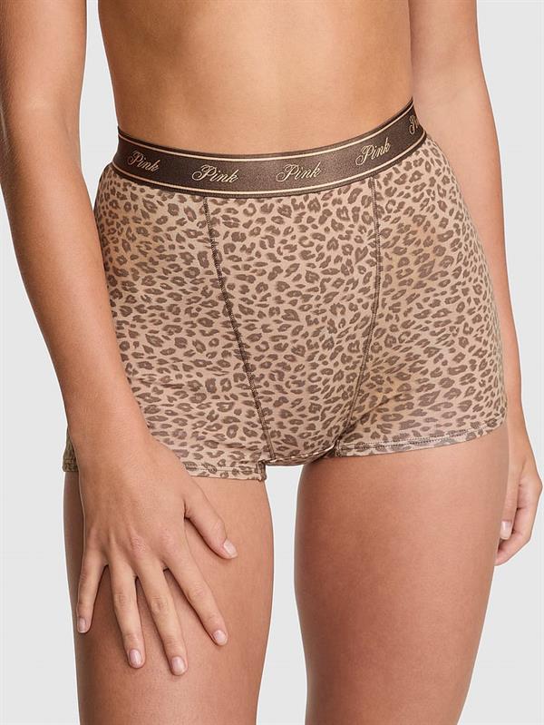 Pink Logolu Pamuklu Yüksek Bel Boyshort Kulot