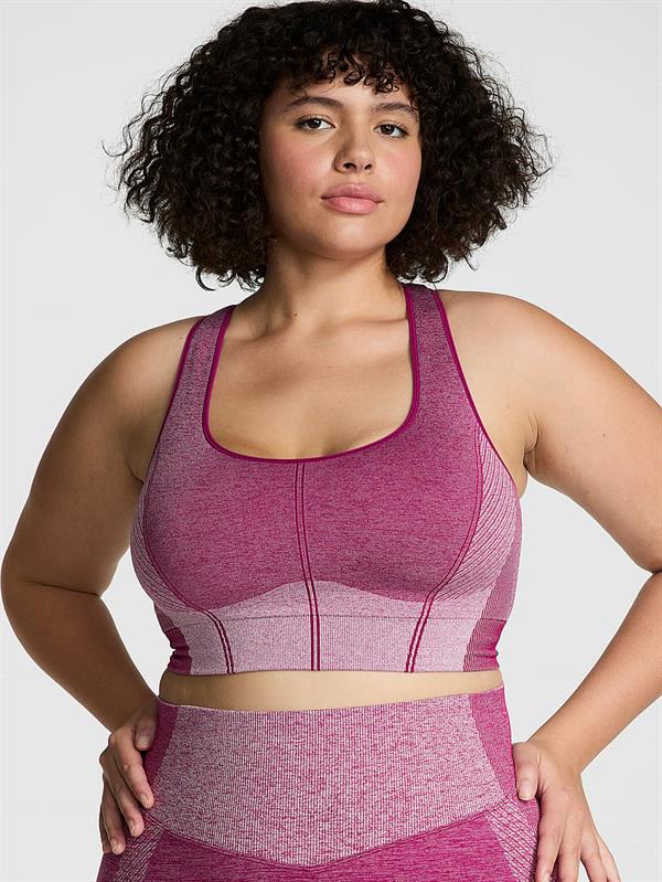 Pink Seamless Marl Uzun Sporcu Sütyeni