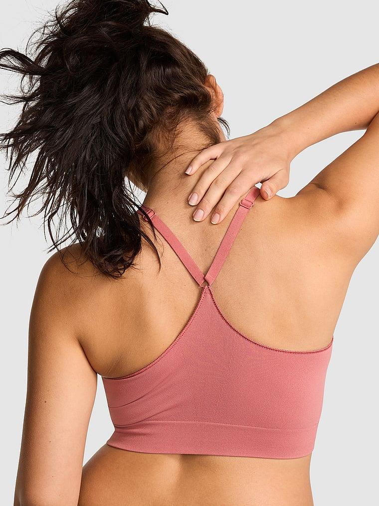 Pink Seamless Scoop Sporcu Sütyeni arka görünümü