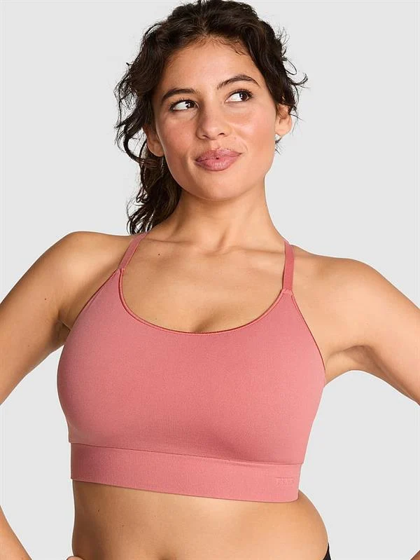 Pink Seamless Scoop Sporcu Sütyeni ön görünüm