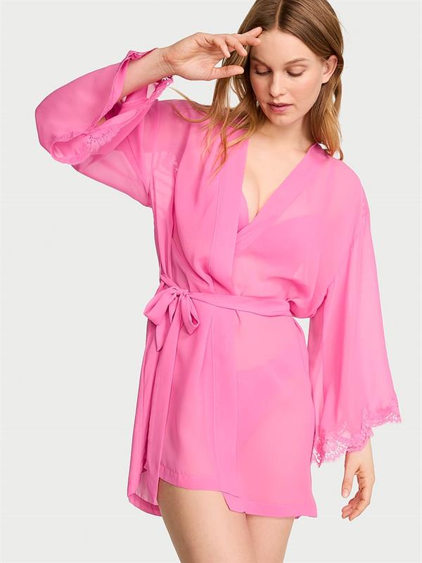 Sifon Ve Dantelli Kısa Sabahlık ön görünüm
