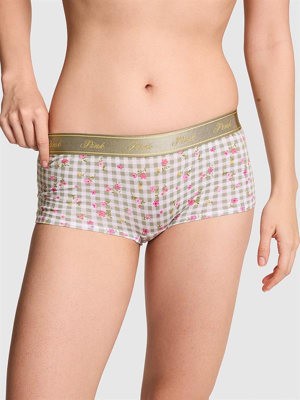 Pink Logolu Pamuklu Boyshort Kulot