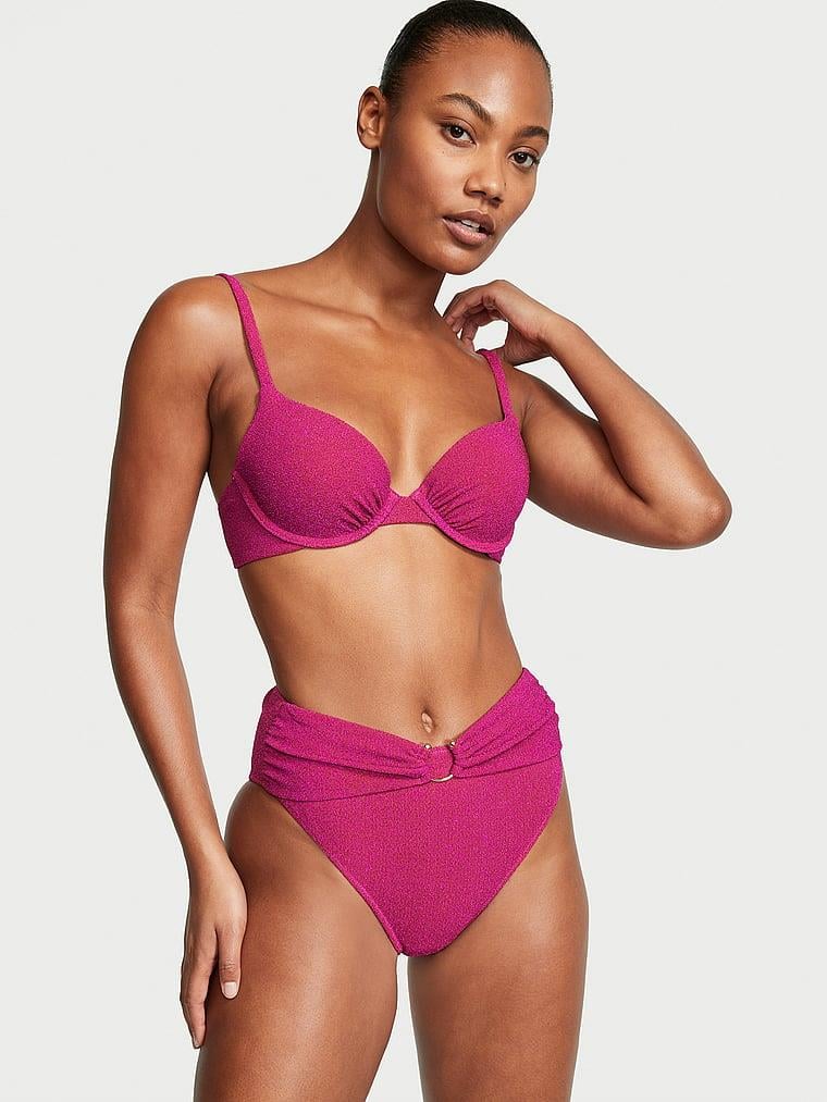 Işıltılı Yüksek Bel Cheeky Bikini Alti arka görünüm