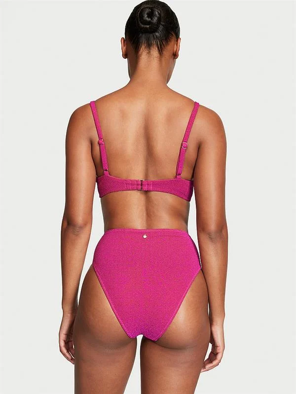 Işıltılı Yüksek Bel Cheeky Bikini Alti ön görünüm