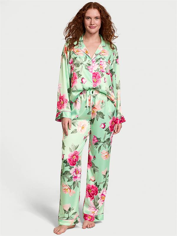 Victorias Secret Fashion Show 24 Parlak Saten Uzun Pijama Takimi