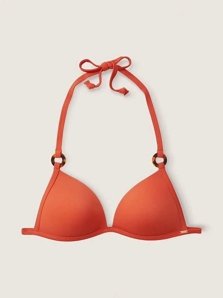 Pink Push Up Halkali Ucgen Bikini Ustu arka görünüm