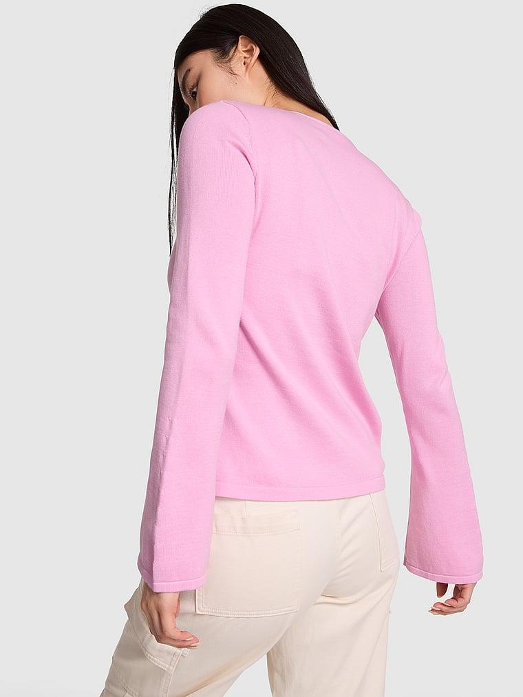 Pink Tek Dugmeli Triko Hirka arka görünümü