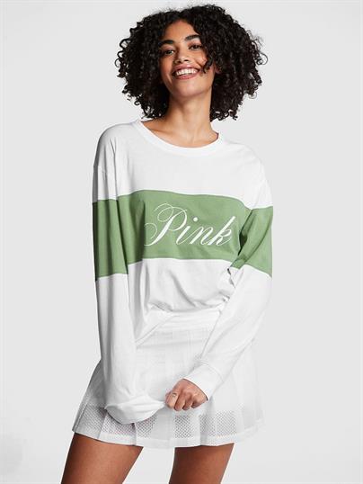Pink Oversize Pamuklu Uzun Kollu Tisort