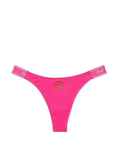 Pink Logolu Pamuklu Scoop Tanga