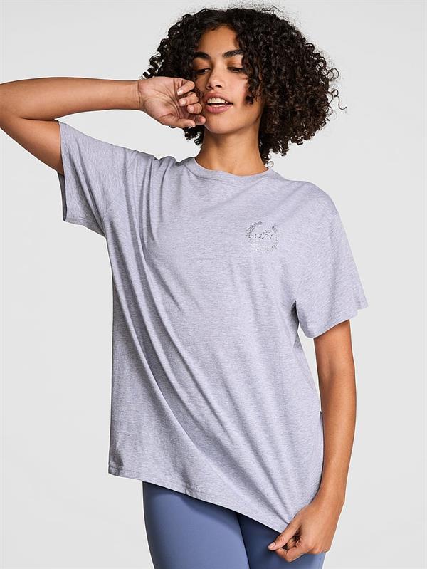 Pink Oversize Kısa Kollu Kampus Tisort