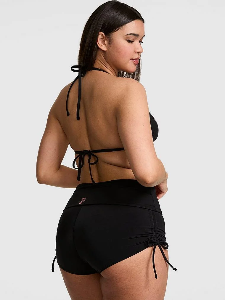 Pink Beli Katlanabilir Yüksek Bel Bikini Alti arka görünüm